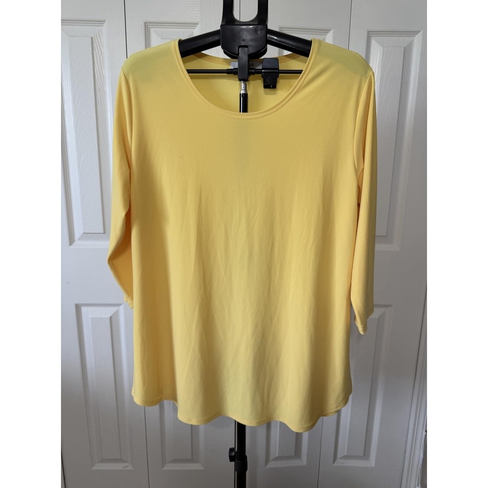 Sympli Top Womens 18 Yellow Jersey 3/4 Sleeve Scoop Neck Stretch T Shirt 904